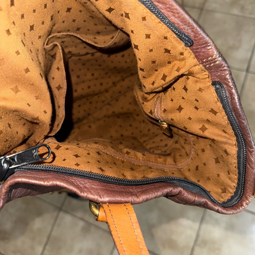 Fossil Brown Gold Black Colorblock Leather Crossbody - Picture 6 of 11